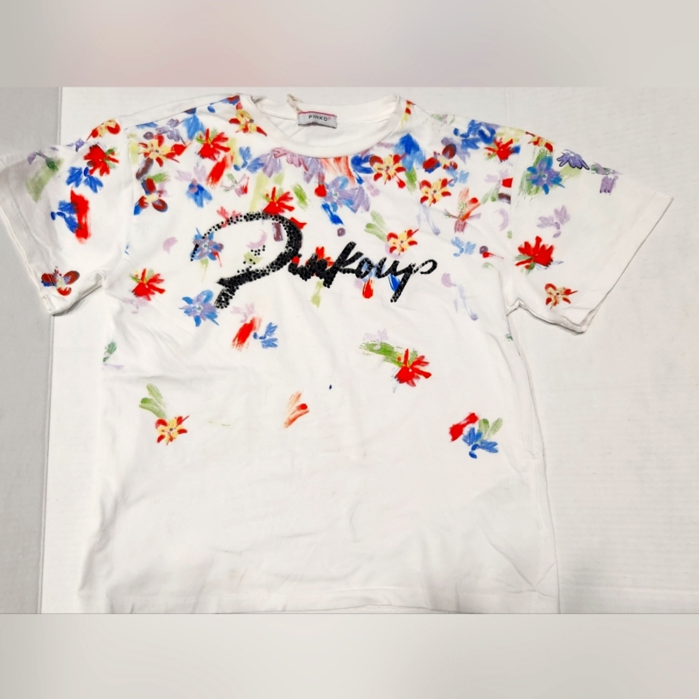 Pinkoup pinko girls 14 tee shirt embellished studs women's xs/s